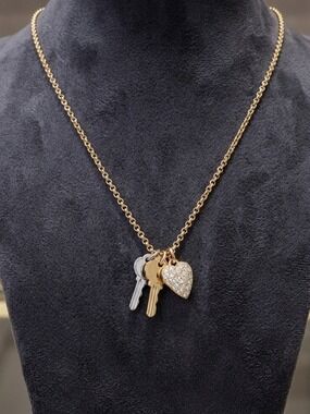 Vera Bradley Necklace of Hope Rose Gold & Silver Tone with Key Heart Charm 1677